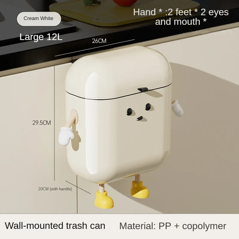 12L Wall-Mounted Trash Can with Lid