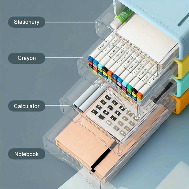 Organizador apilable con cajones transparentes