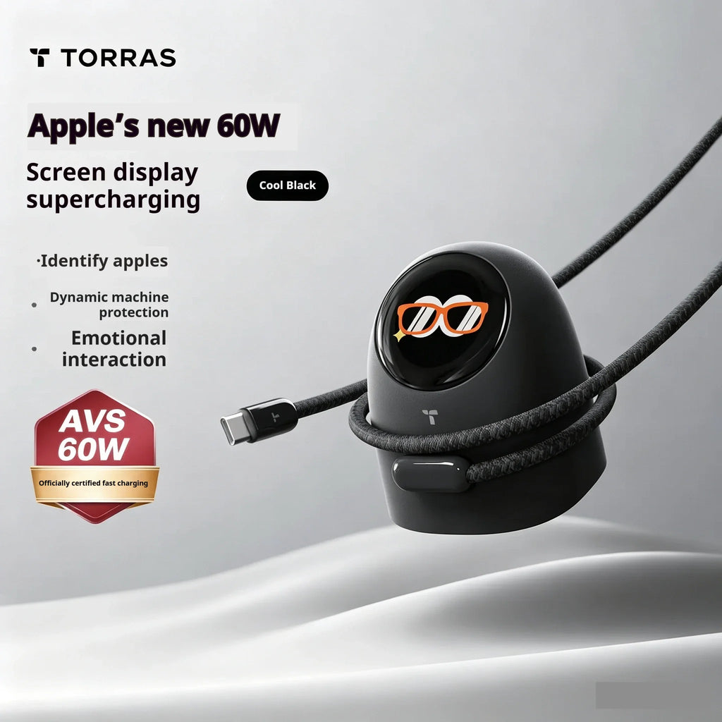 New Torras 60W Fast Charger with USB-C Cable, AVS Certification, and Digital Display, Compatible with iPhone 18 Pro Max, iPhone 17, iPhone 16, and iPhone 15.