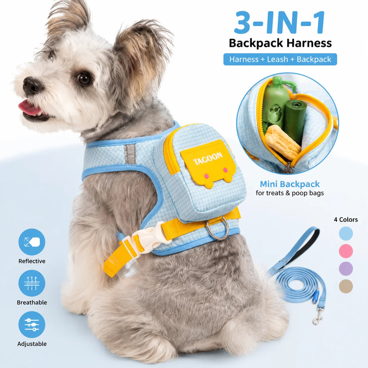 Adjustable Reflective Pet Harness with Leash