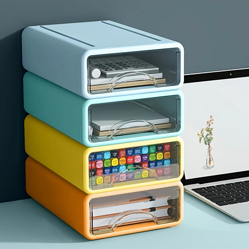 Organizador apilable con cajones transparentes