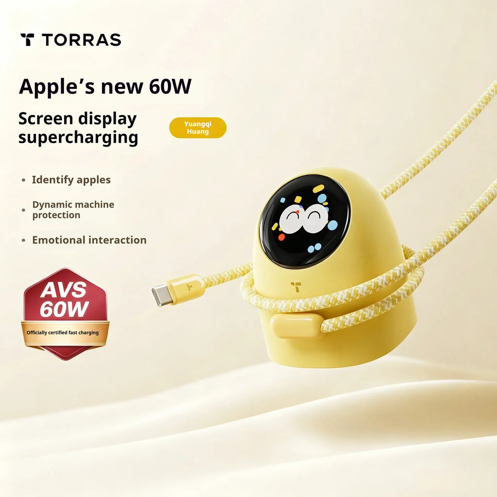 New Torras 60W Fast Charger with USB-C Cable, AVS Certification, and Digital Display, Compatible with iPhone 18 Pro Max, iPhone 17, iPhone 16, and iPhone 15.